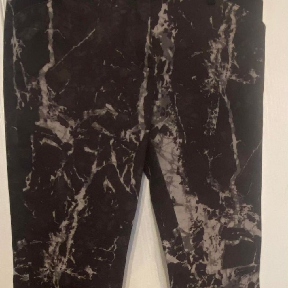 BALENCIAGA Black White Marble Abstract Print Jeans